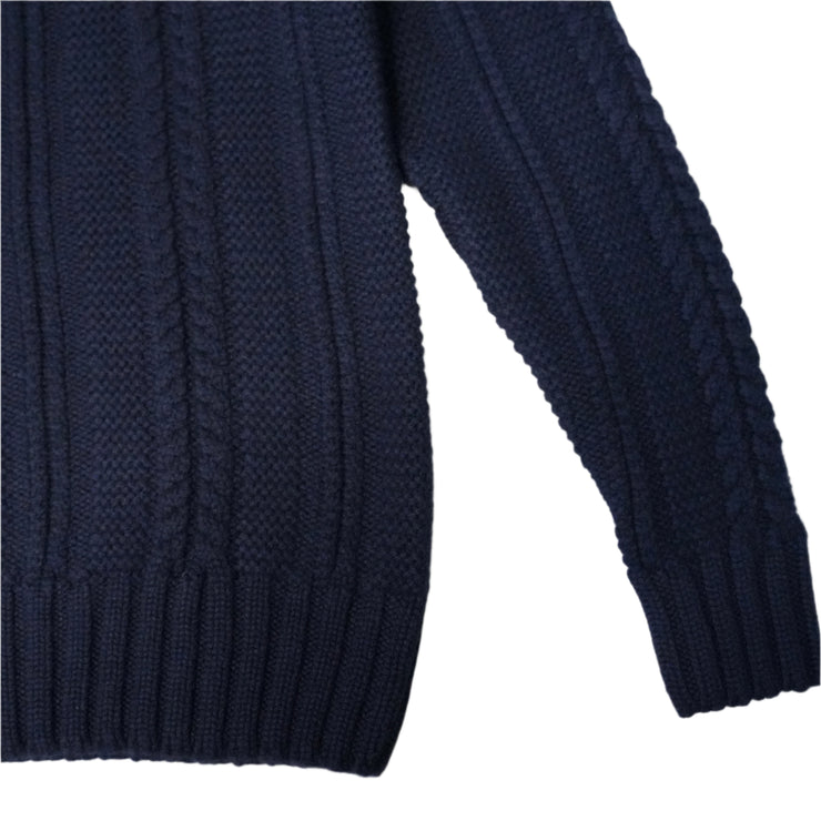 Cable Turtle Neck Jumper - Dark Navy