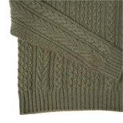 Ladies Aran Cable Cashmere Jumper - Olive