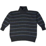 Charcoal Marl Stripe Cashmere Roll Neck - Charcoal