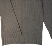 Ladies Cable V Neck Long Cashmere Jumper - Natural