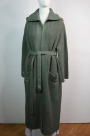 Cashmere Chunky Ribbed Long Cardigan - Olive