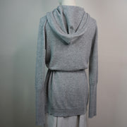 Hooded Cashmere Wrap Cardigan - Light Grey