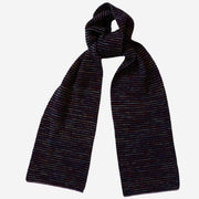 Black Stripe with Purple, Pink & White Mixed Stripe Cashmere Scarf