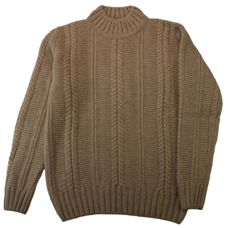 Cable Turtle Neck Jumper - Light Camel