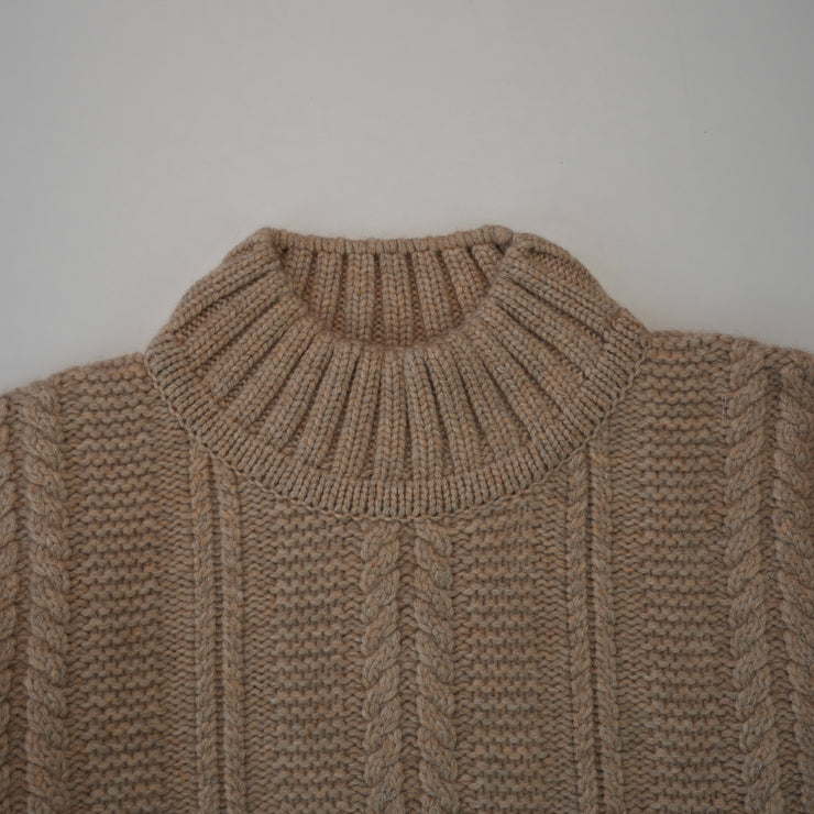 Cable Turtle Neck Jumper - Light Camel