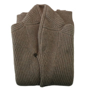 Ribbed Shawl Collared Cardigan  - Natural Marl