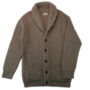 Ribbed Shawl Collared Cardigan  - Natural Marl