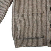 Ribbed Shawl Collared Cardigan  - Natural Marl