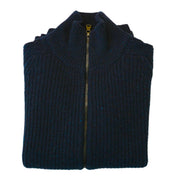 Men's Donegal Ribbed Zip Cardigan - Navy