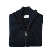 Men's Donegal Ribbed Zip Cardigan - Navy