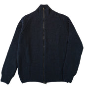 Men's Donegal Ribbed Zip Cardigan - Navy