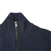 Men's Donegal Ribbed Zip Cardigan - Navy