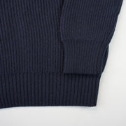 Cashmere Ribbed Crew Neck Jumper - Dark Navy