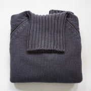 Chunky Knit Relaxed Roll Neck Jumper - Slate Grey