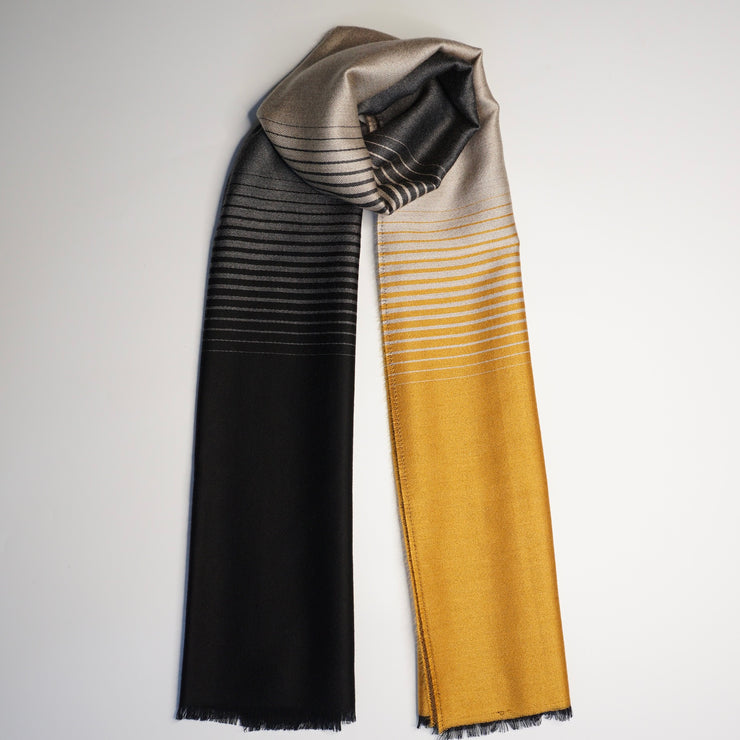 4 Coloured Stole Scarf - Black & Yellow Mix