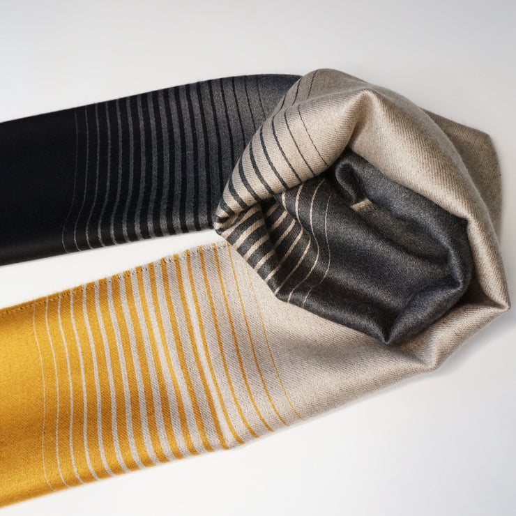 4 Coloured Stole Scarf - Black & Yellow Mix