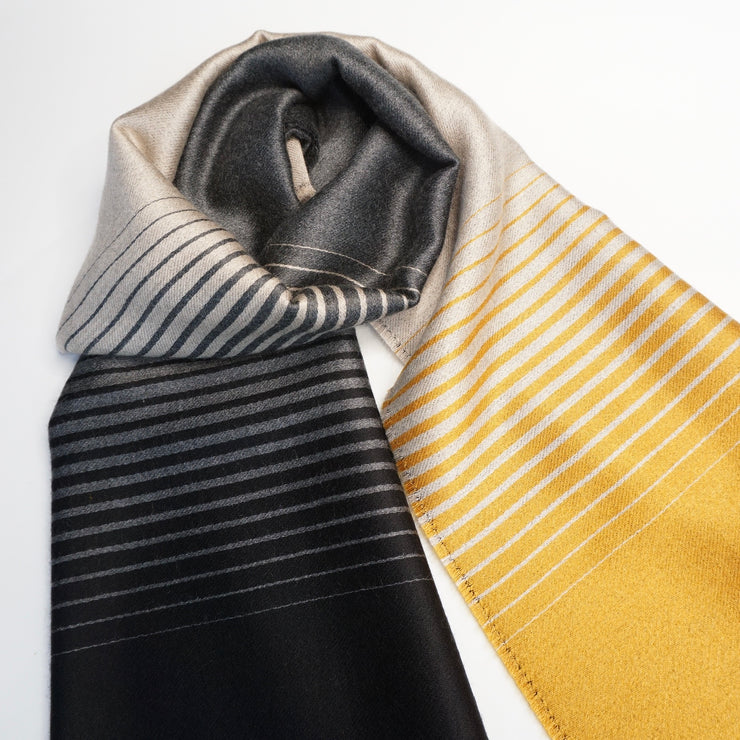 4 Coloured Stole Scarf - Black & Yellow Mix