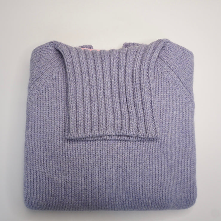 Chunky Knit Relaxed Roll Neck Jumper - Lilac Marl