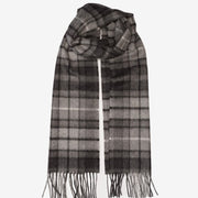 Grey Tartan Cashmere Woven Scarf