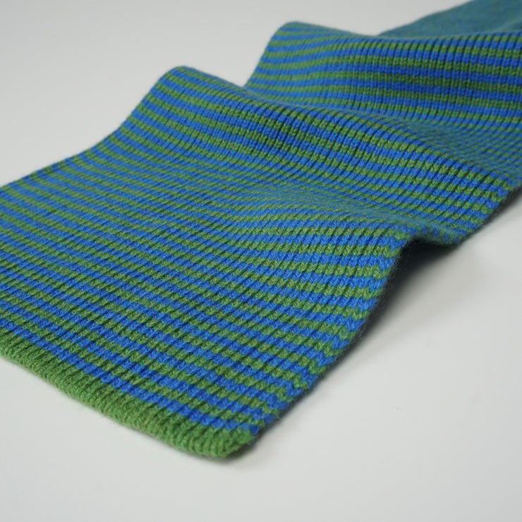 Lime & Bright Blue Striped Cashmere Scarf