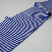 Bright Blue & White Striped Cashmere Scarf