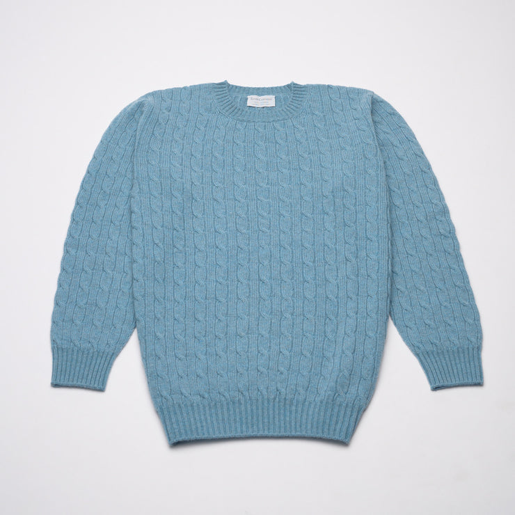 Light Blue Marl - 3ply Cable Knit Jumper