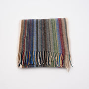 Multi Coloured Cashmere Striped Scarf with Tassels - Country Tones