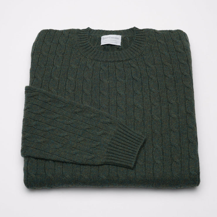 Olive Marl - 3ply Cable Knit Jumper