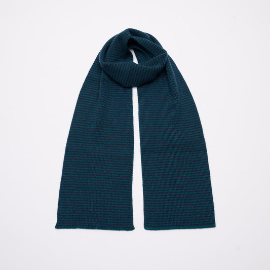 Navy Blue & Bottle Green Striped Cashmere Scarf