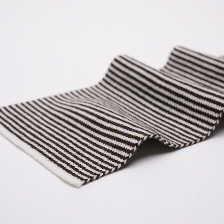 Chocolate & White Striped Cashmere Scarf