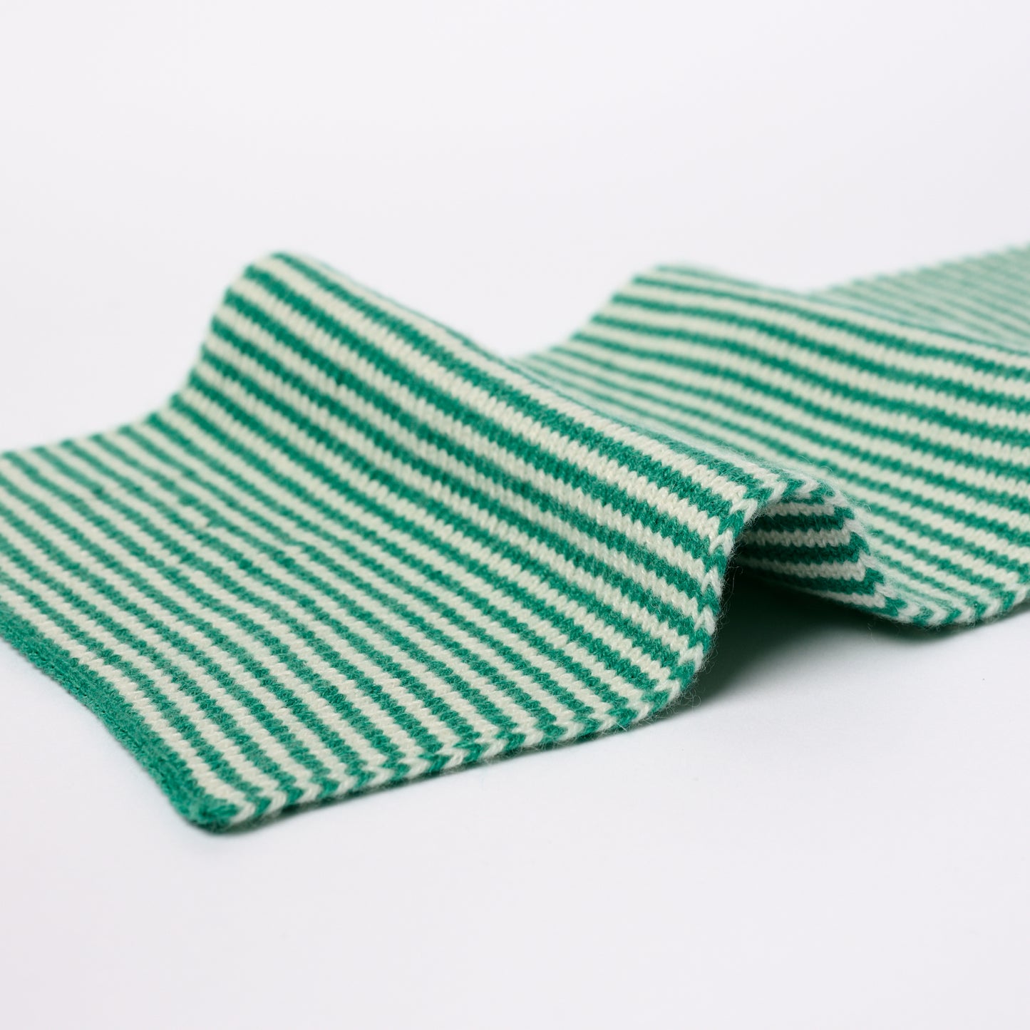 Jade Green & Cream Striped Cashmere Scarf