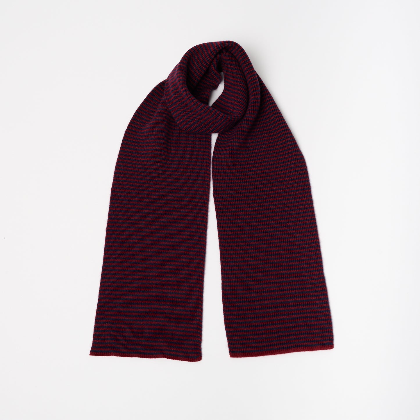 Claret & Navy Striped Cashmere Scarf