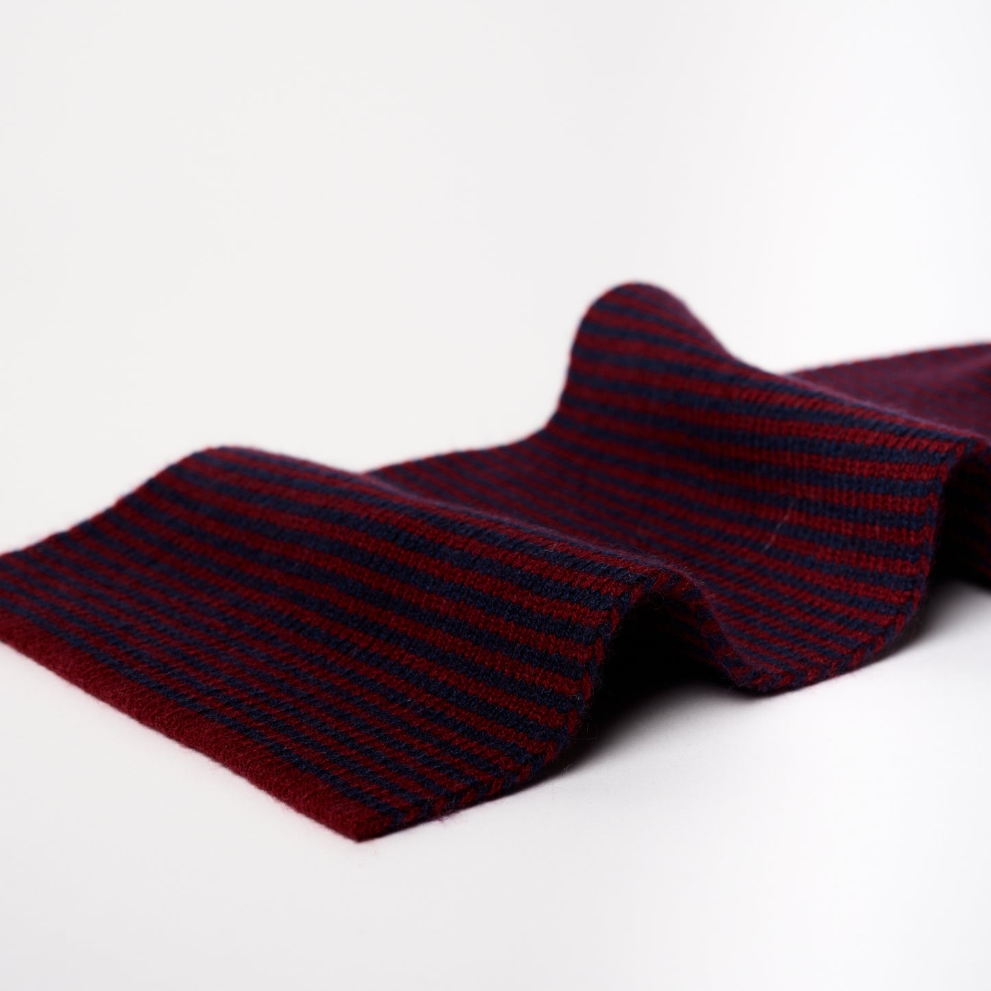 Claret & Navy Striped Cashmere Scarf