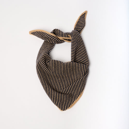 Camel & Navy Striped Bandana Scarf