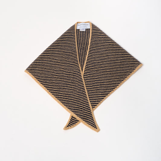 Camel & Navy Striped Bandana Scarf