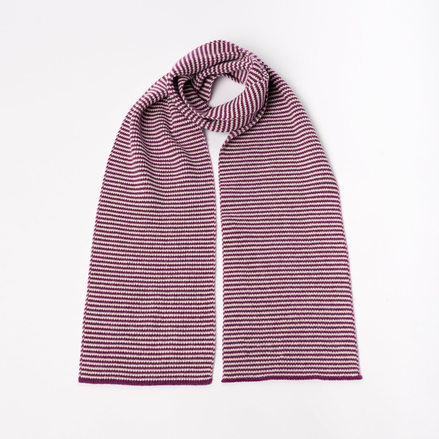 Plum & Cream Striped Cashmere Scarf
