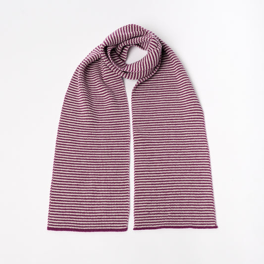 Plum & Cream Striped Cashmere Scarf