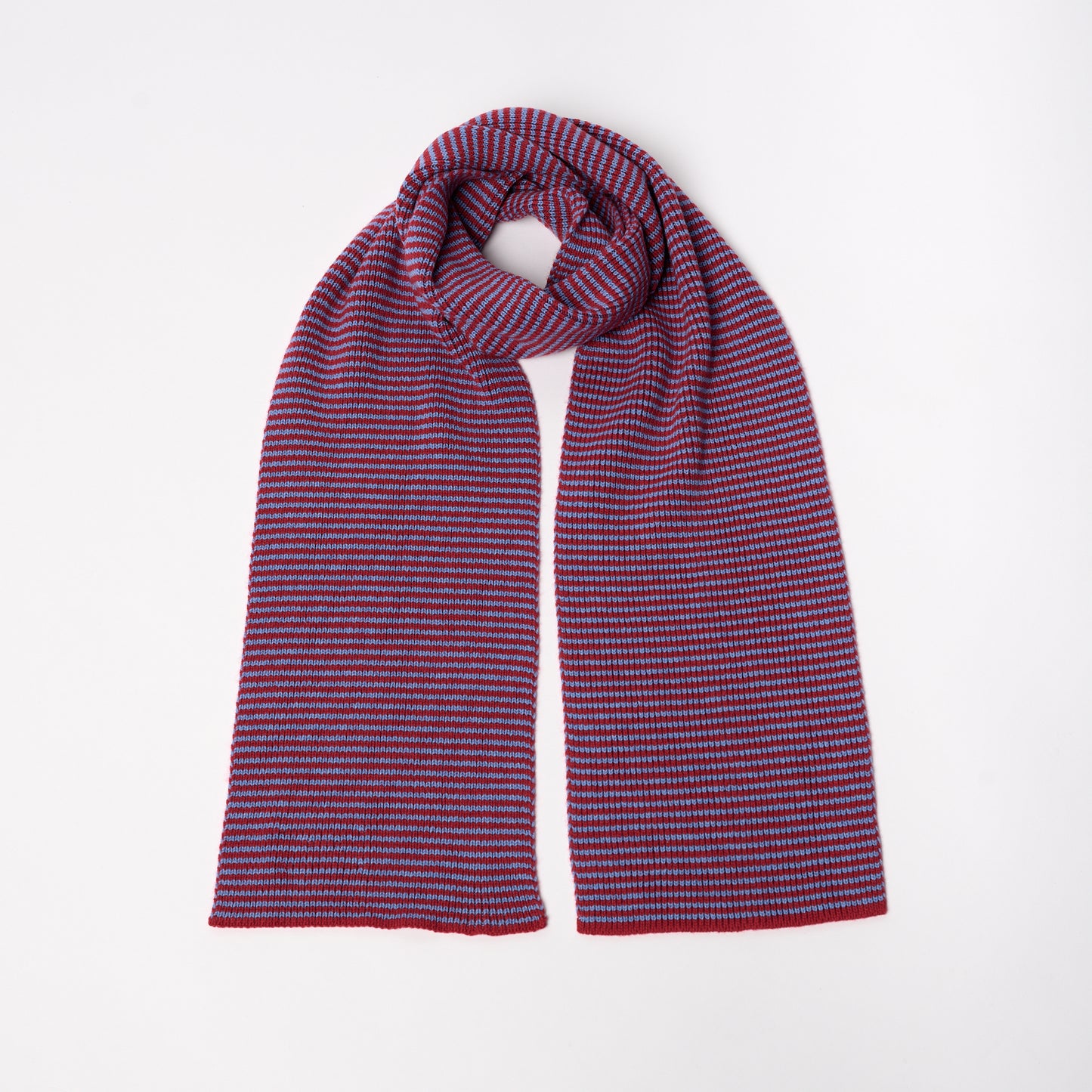 The New Craigie - Red & Light Blue Striped Cashmere Scarf