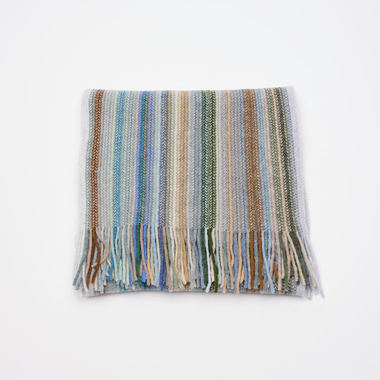 Multi Coloured Cashmere Striped Scarf with Tassels - Natural Tones