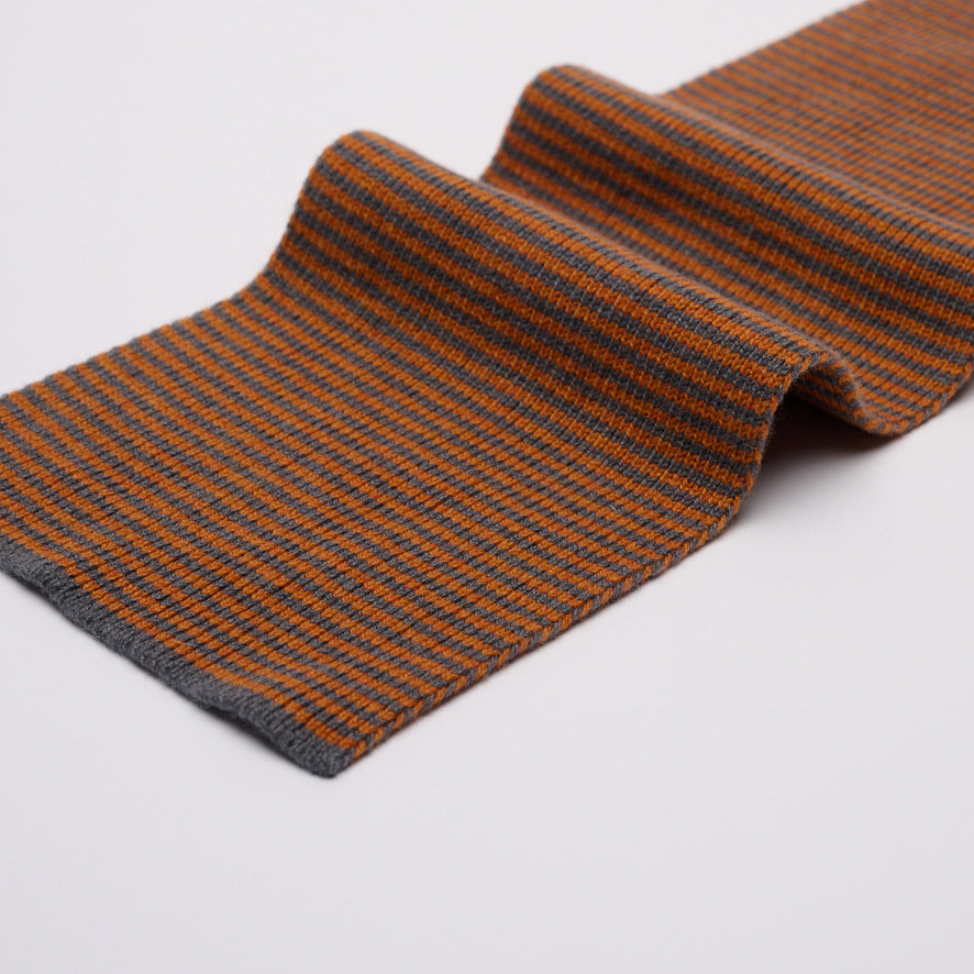 Orange & Storm Striped Cashmere Scarf