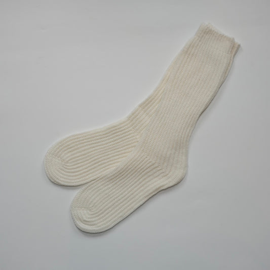 Women's All Ribbed Cream Socks