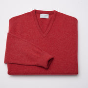 Luxury Classic 4 Ply V Neck Jumper - Poppy Melange