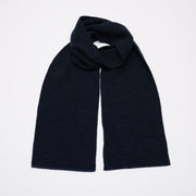 Black & Navy Striped Cashmere Scarf