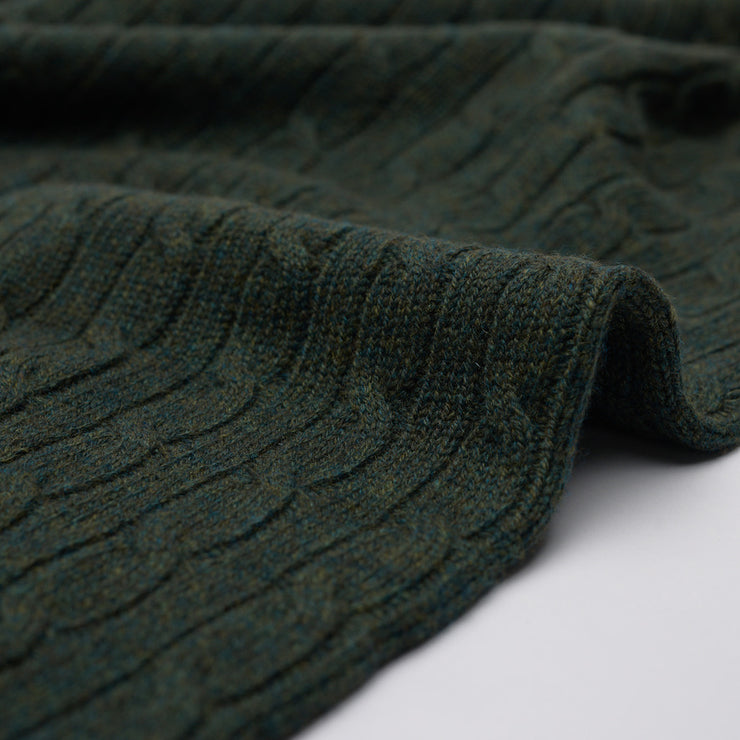 Olive Marl - 3ply Cable Knit Jumper