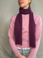 Navy & Magenta Striped Cashmere Scarf