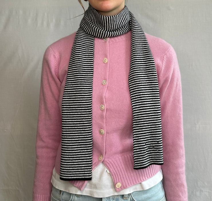 Black & White  Striped Cashmere Scarf