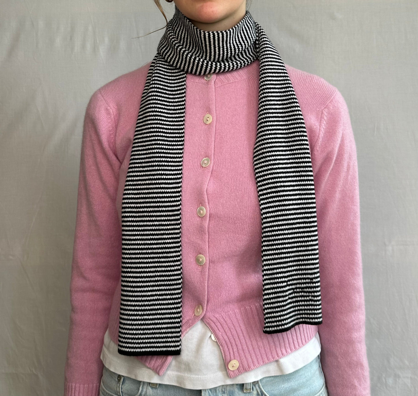 Black & White Striped Cashmere Scarf