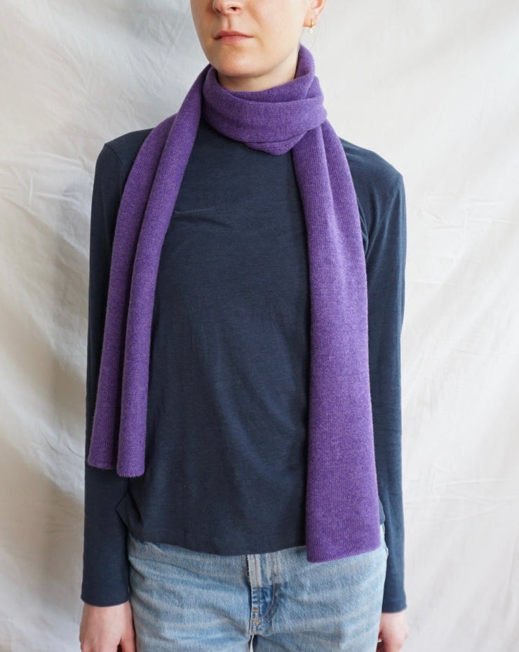 Plain Knit Scarf - Purple Marl