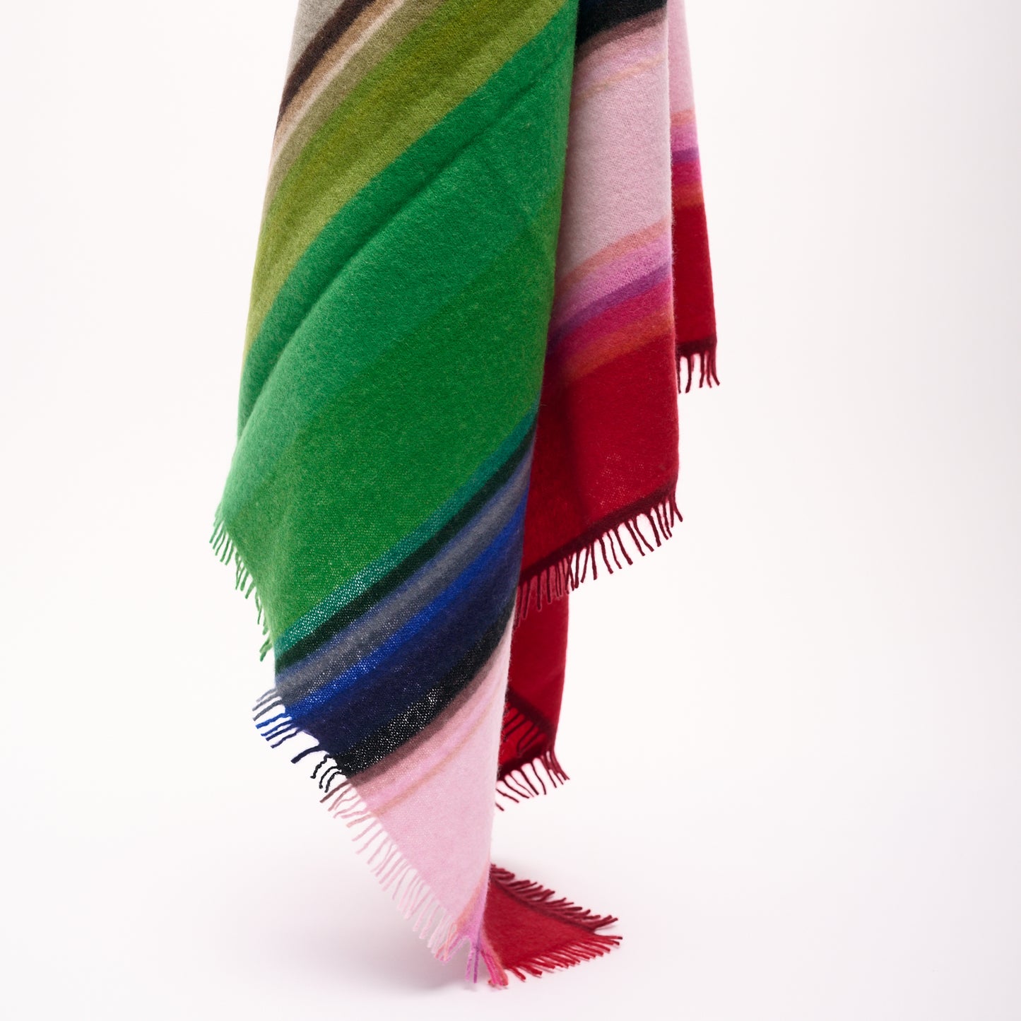 Multi Coloured Striped Cashmere Blanket
