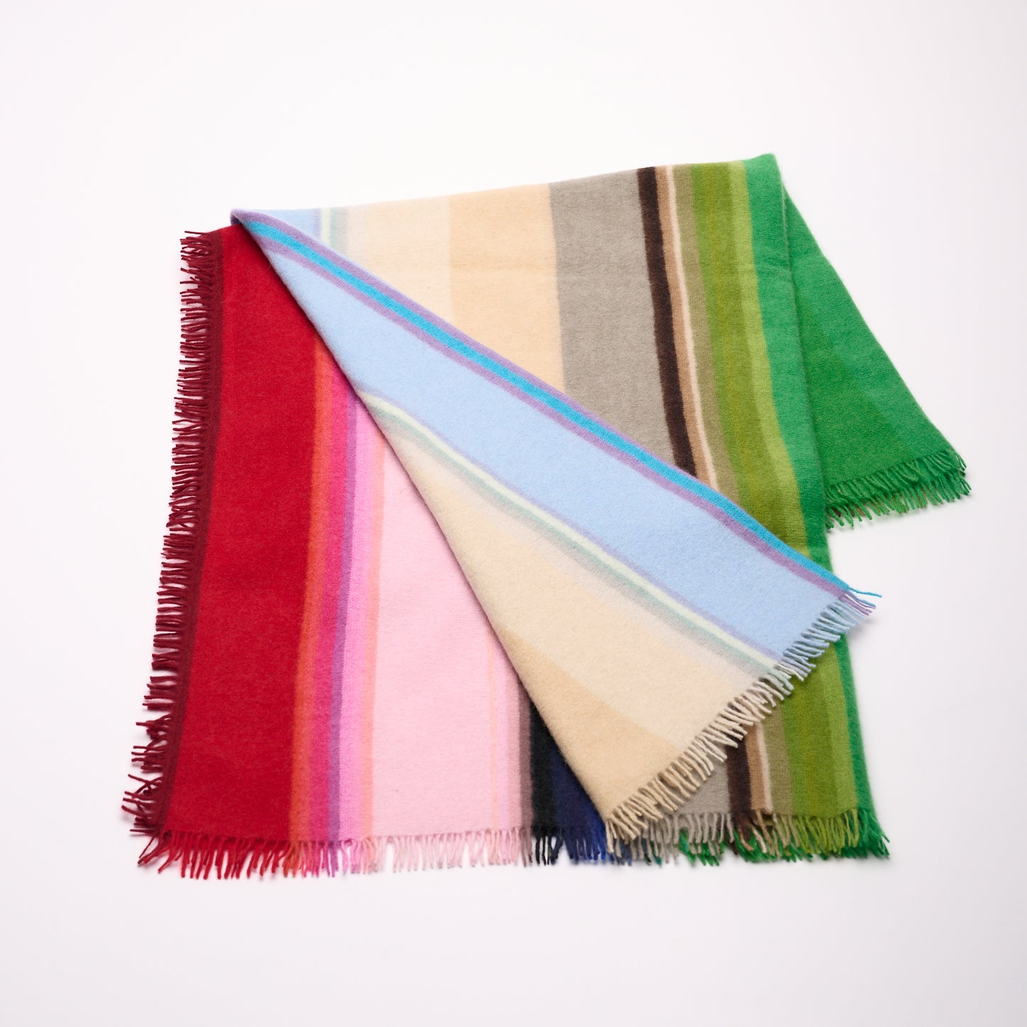 Multi Coloured Striped Cashmere Blanket